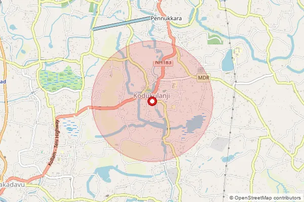 Map showing approximate area covered by Pincode 689508 — Kodukulanji So, Alappuzha