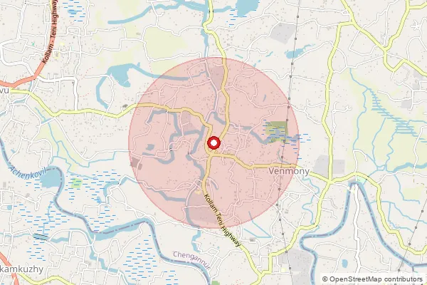 Map showing approximate area covered by Pincode 689509 — Venmony So, Alappuzha