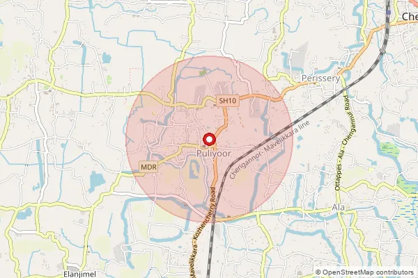 Map showing approximate area covered by Pincode 689510 — Bhudhanoor Bo, Alappuzha