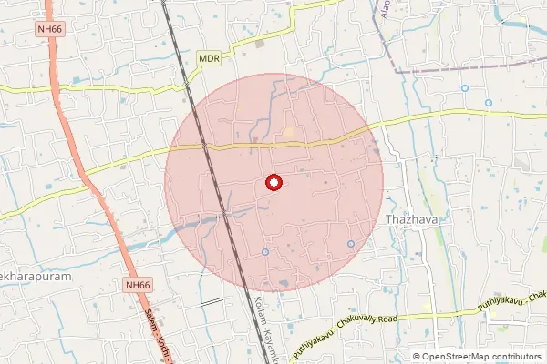Map showing approximate area covered by Pincode 689513 — Mammoodu Bo, Pathanamthitta