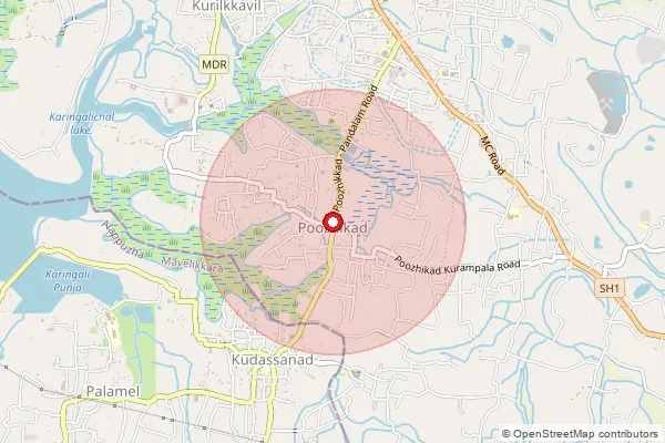 Map showing approximate area covered by Pincode 689515 — Poozhikkad So, Pathanamthitta