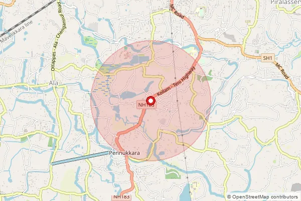 Map showing approximate area covered by Pincode 689520 — Poomala Bo, Alappuzha