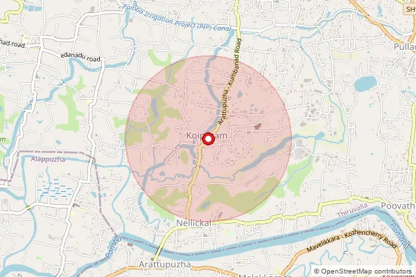 Map showing approximate area covered by Pincode 689531 — Koipuram So, Pathanamthitta