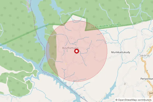 Map showing approximate area covered by Pincode 689541 — Kozhimala Bo, Pathanamthitta