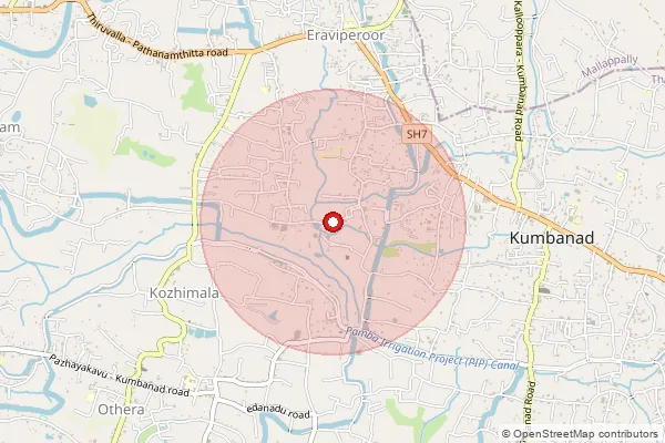 Map showing approximate area covered by Pincode 689542 — Eraviperoor So, Pathanamthitta