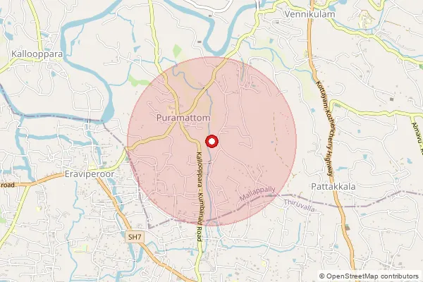Map showing approximate area covered by Pincode 689543 — Madathumbhagom North Bo, Pathanamthitta