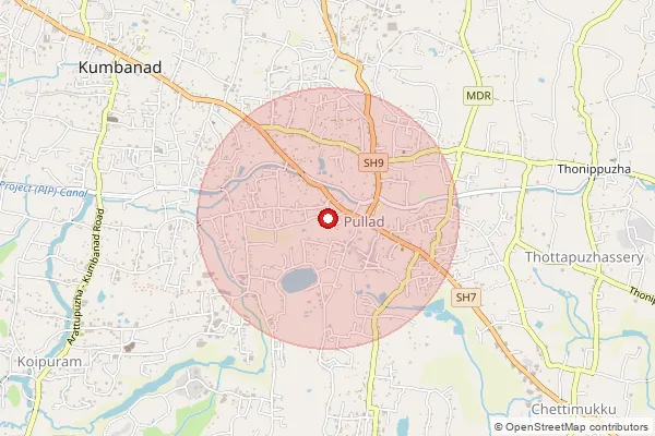 Map showing approximate area covered by Pincode 689548 — Pullad So, Pathanamthitta