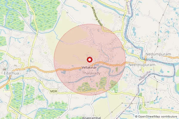 Map showing approximate area covered by Pincode 689572 — Thalavady South Bo, Alappuzha