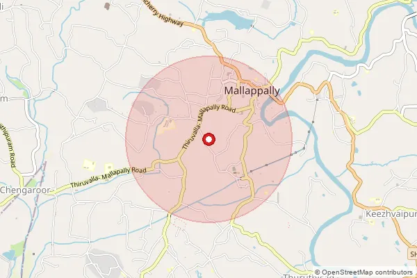 Map showing approximate area covered by Pincode 689584 — Mallappally East So, Pathanamthitta