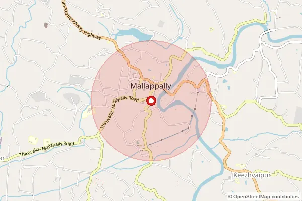 Map showing approximate area covered by Pincode 689585 — Mallappally West So, Pathanamthitta