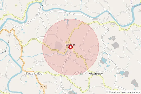 Map showing approximate area covered by Pincode 689587 — Padimon Bo, Pathanamthitta