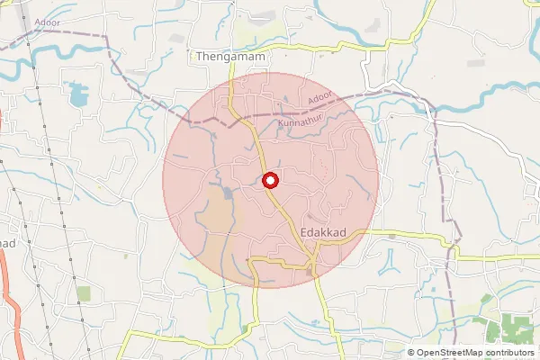 Map showing approximate area covered by Pincode 689588 — Kulathur Bo, Pathanamthitta