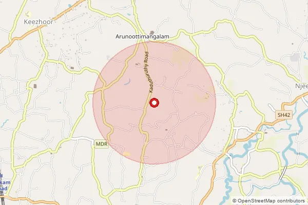 Map showing approximate area covered by Pincode 689589 — Nooromavu Bo, Pathanamthitta