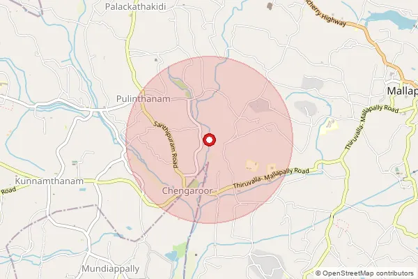 Map showing approximate area covered by Pincode 689594 — Chengaroor So, Pathanamthitta