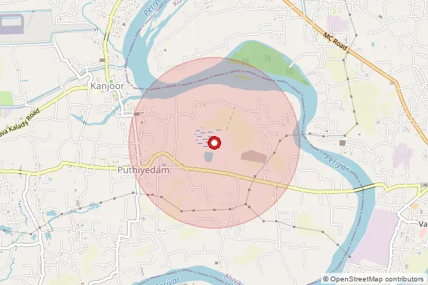 Map showing approximate area covered by Pincode 689621 — Kadapra Mannar Bo, Pathanamthitta