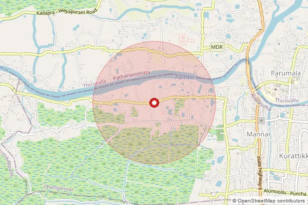 Map showing approximate area covered by Pincode 689622 — Eramathoor Bo, Alappuzha