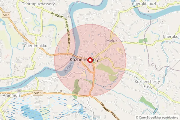 Map showing approximate area covered by Pincode 689641 — Kozhencherry College So, Pathanamthitta