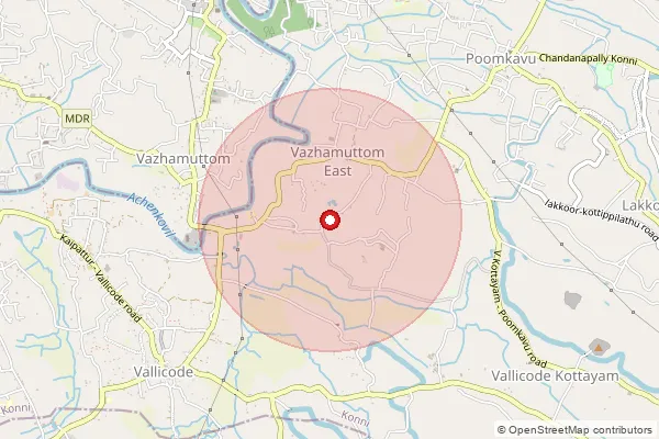 Map showing approximate area covered by Pincode 689646 — Mallasseri So, Pathanamthitta