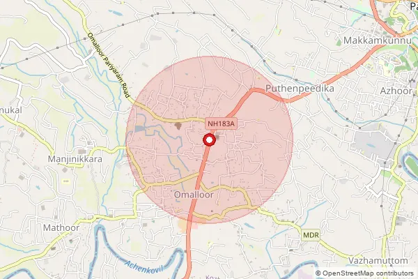 Map showing approximate area covered by Pincode 689647 — Omallurkla So, Pathanamthitta