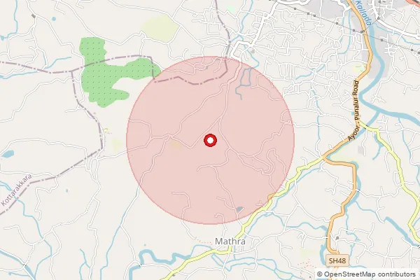 Map showing approximate area covered by Pincode 689652 — Punnakkad So, Pathanamthitta