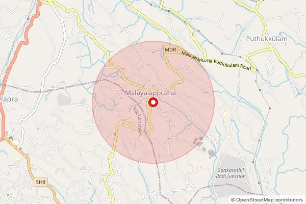 Map showing approximate area covered by Pincode 689666 — Malayalapuzha Thazham So, Pathanamthitta