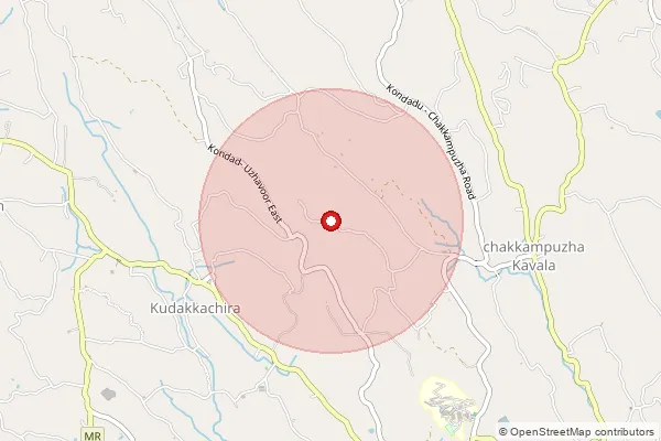 Map showing approximate area covered by Pincode 689668 — Thonniamala Bo, Pathanamthitta