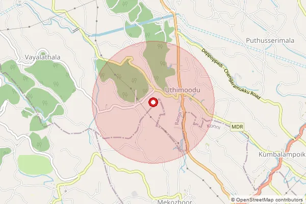 Map showing approximate area covered by Pincode 689672 — Ranny So, Pathanamthitta
