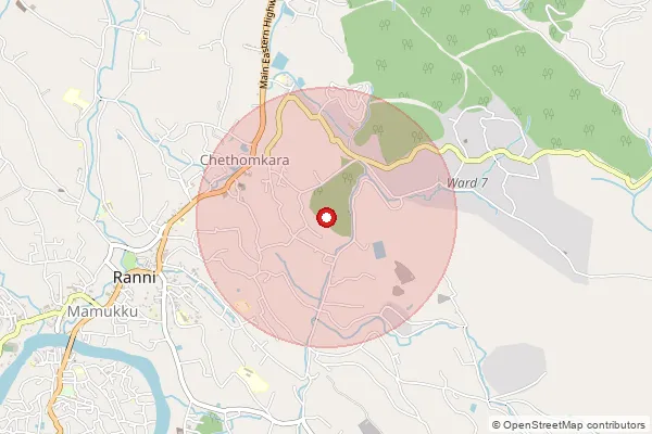 Map showing approximate area covered by Pincode 689673 — Karikulam Bo, Pathanamthitta
