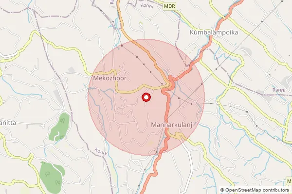 Map showing approximate area covered by Pincode 689678 — Mekozhur Bo, Pathanamthitta