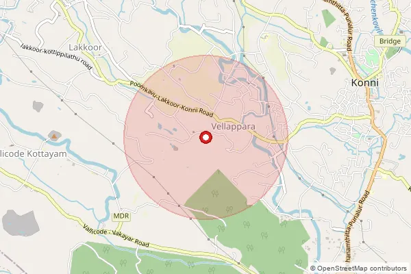 Map showing approximate area covered by Pincode 689691 — Kallely Bo, Pathanamthitta