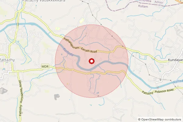 Map showing approximate area covered by Pincode 689695 — Maloor College Bo, Kollam