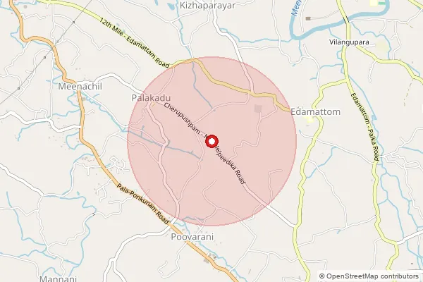 Map showing approximate area covered by Pincode 689698 — Muthupezhumkal Bo, Pathanamthitta