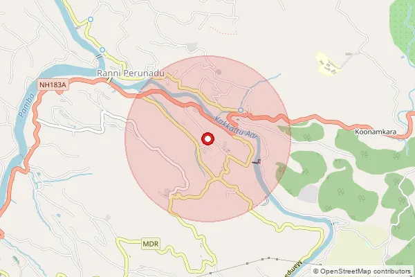 Map showing approximate area covered by Pincode 689711 — Adichipuzha Bo, Pathanamthitta