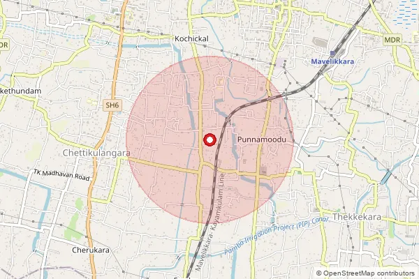 Map showing approximate area covered by Pincode 690106 — Erezha North Bo, Alappuzha
