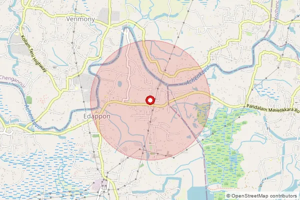 Map showing approximate area covered by Pincode 690112 — Ayranikudy So, Alappuzha