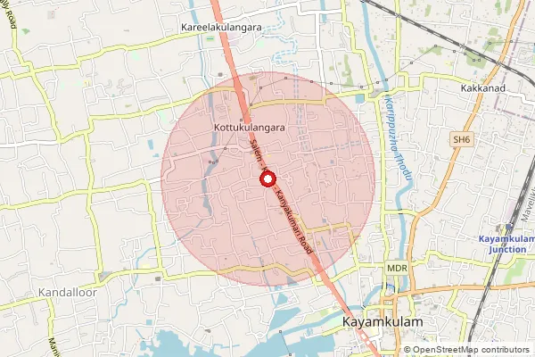 Map showing approximate area covered by Pincode 690502 — Kayangulam Ho, Alappuzha