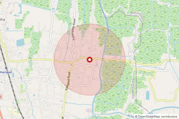 Map showing approximate area covered by Pincode 690512 — Naduvattom Bo, Alappuzha