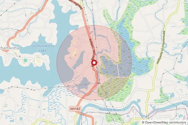 Map showing approximate area covered by Pincode 690520 — Poruvazhy So, Kollam