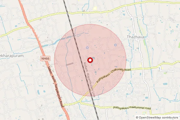 Map showing approximate area covered by Pincode 690523 — Edakulangara Bo, Kollam