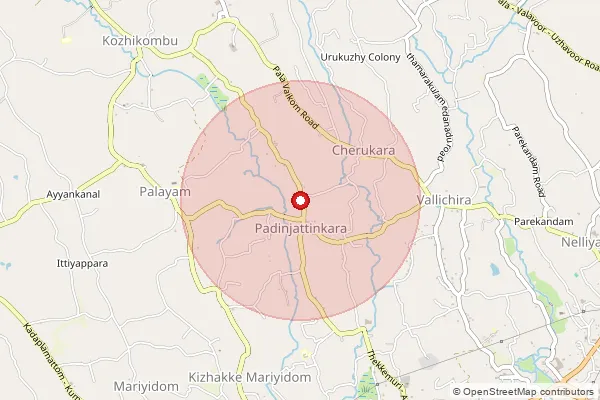 Map showing approximate area covered by Pincode 690524 — Thevalakkara So, Kollam