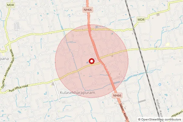 Map showing approximate area covered by Pincode 690528 — Vavvakkavu So, Kollam