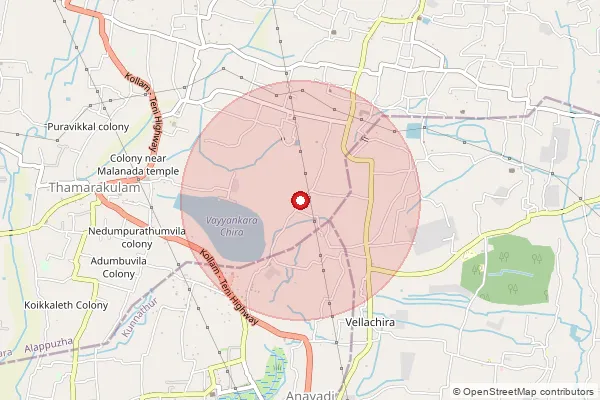 Map showing approximate area covered by Pincode 690530 — Thamarakulam So, Alappuzha