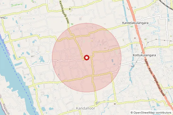 Map showing approximate area covered by Pincode 690531 — Puthiyavila So, Alappuzha