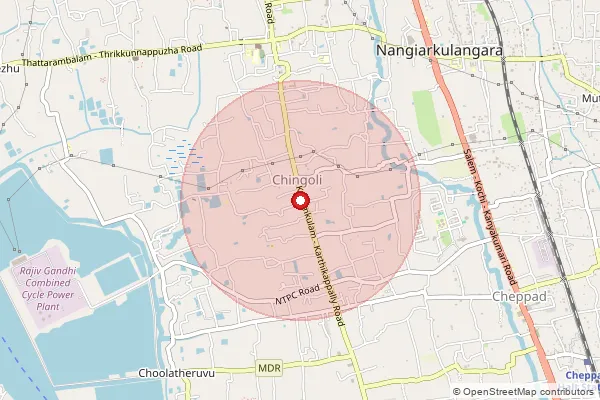 Map showing approximate area covered by Pincode 690532 — Chingoli So, Alappuzha