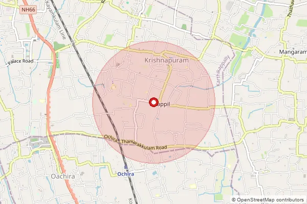 Map showing approximate area covered by Pincode 690533 — Kappil East Bo, Alappuzha