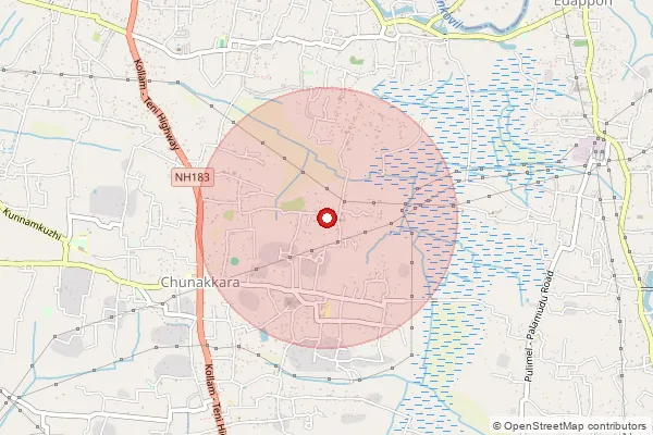 Map showing approximate area covered by Pincode 690534 — Chunakara So, Alappuzha