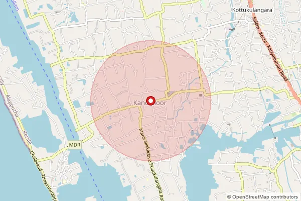 Map showing approximate area covered by Pincode 690535 — Kandallur So, Alappuzha