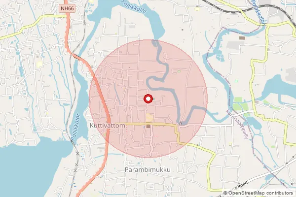 Map showing approximate area covered by Pincode 690536 — Kollaka Bo, Kollam
