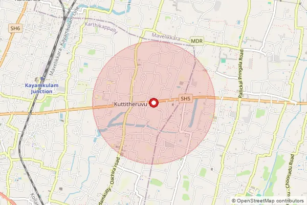 Map showing approximate area covered by Pincode 690537 — Pullikanakku So, Alappuzha