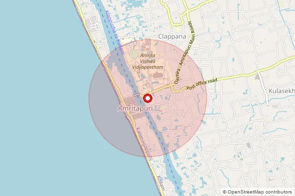 Map showing approximate area covered by Pincode 690546 — Amrithapuri So, Kollam